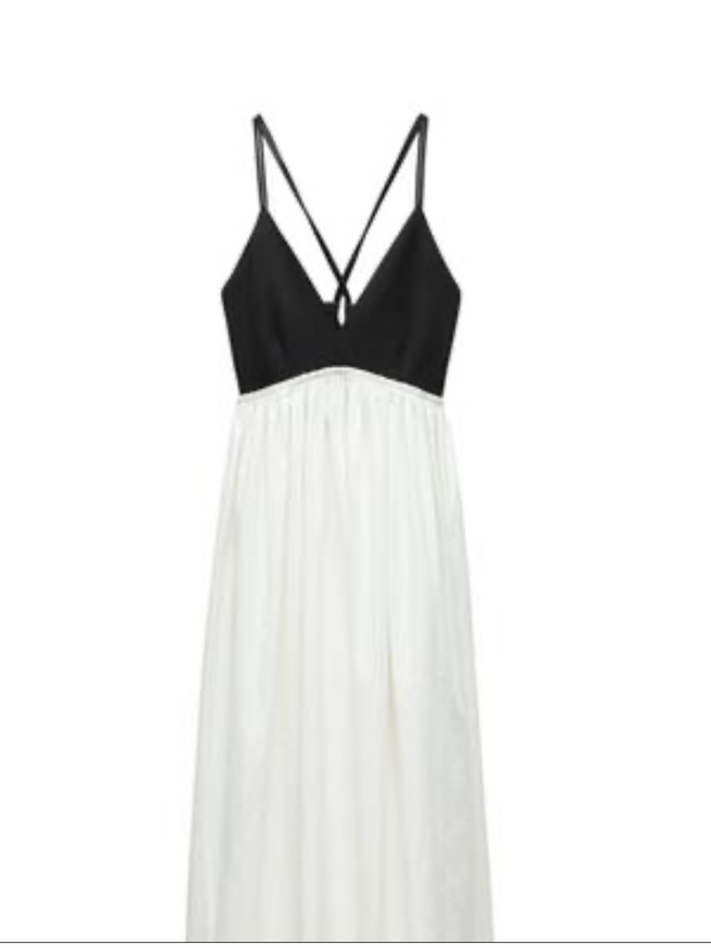 Zara Contrast Halter Midi Dress Black & White w pockets
